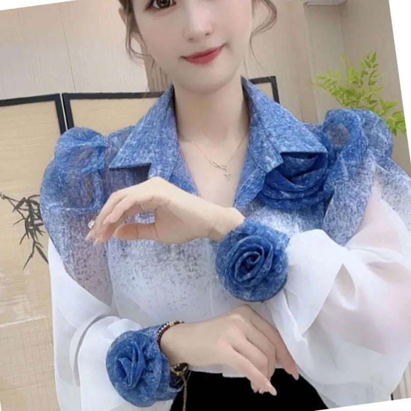 Three-Dimensional Flower Sunscreen Shirt With A Sense Design Long-Sleeved Clothes