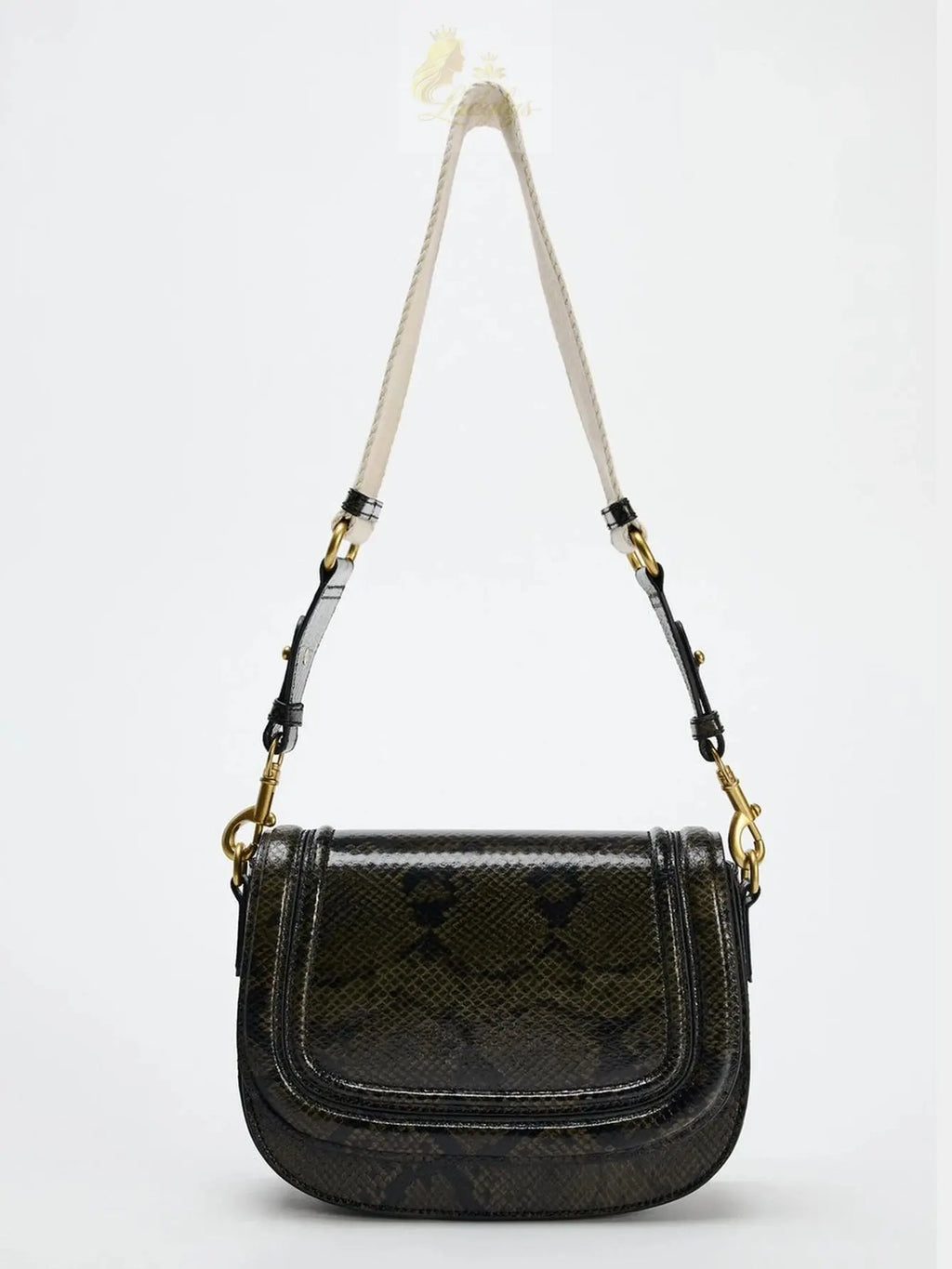 Magnetic buckle flip cover and decorative snake print crossbody bag LADYLYS