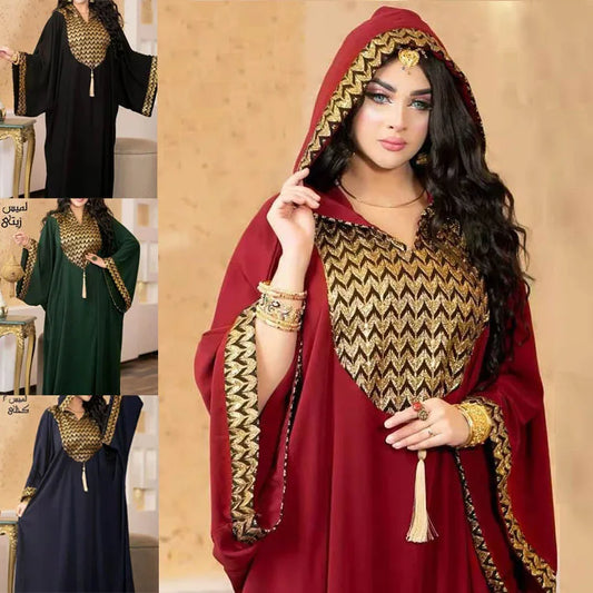 Robe Musulmane africaine de dubaï pour femmes, Abaya à capuche