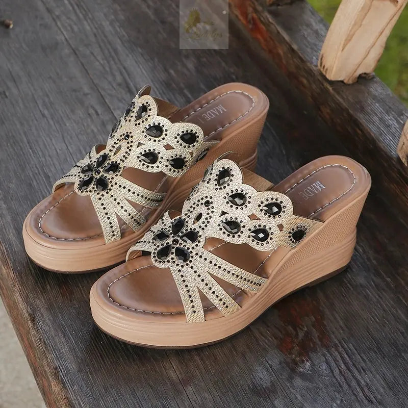 Thick Heel Sandals Women's New Hollow Open Toe Flat Roman Shoes LADYLYS