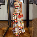 Elegant Printed O-Neck Evening Dress Sexy Hollow Sleeveless LADYLYS
