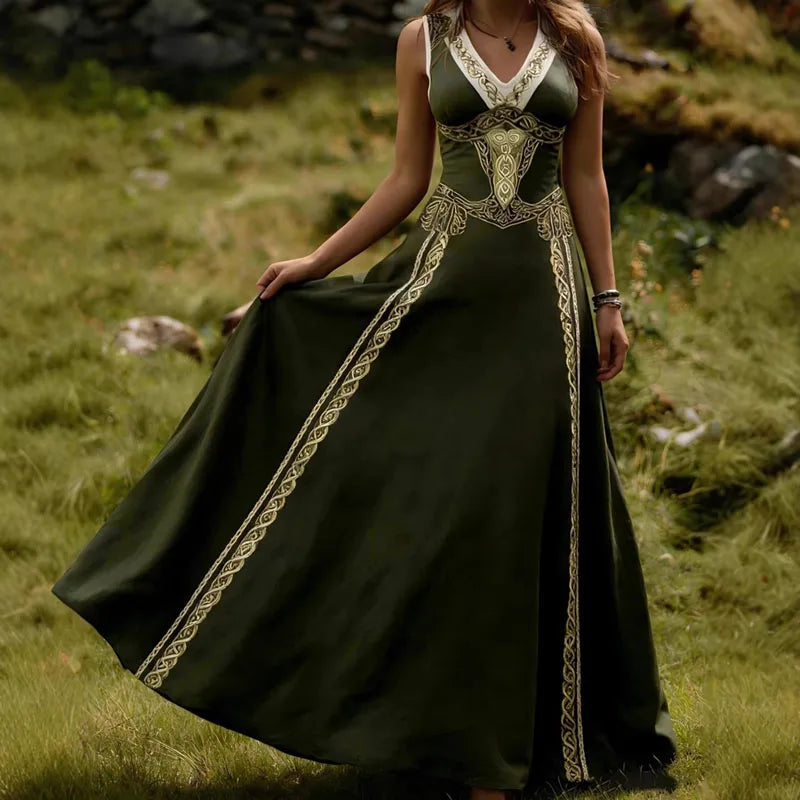 Ethnic summer Retro Print Swing Maxi Dress LADYLYS