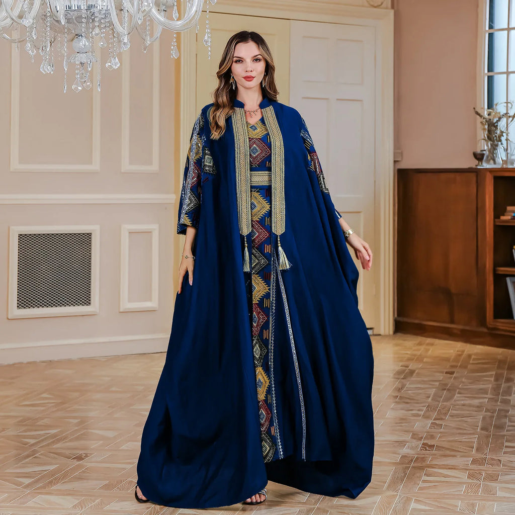 Luxury Embroidered Abaya Two-Piece Set Muslim Women's Dubai Evening Gown Kaftan Dress LADYLYS
