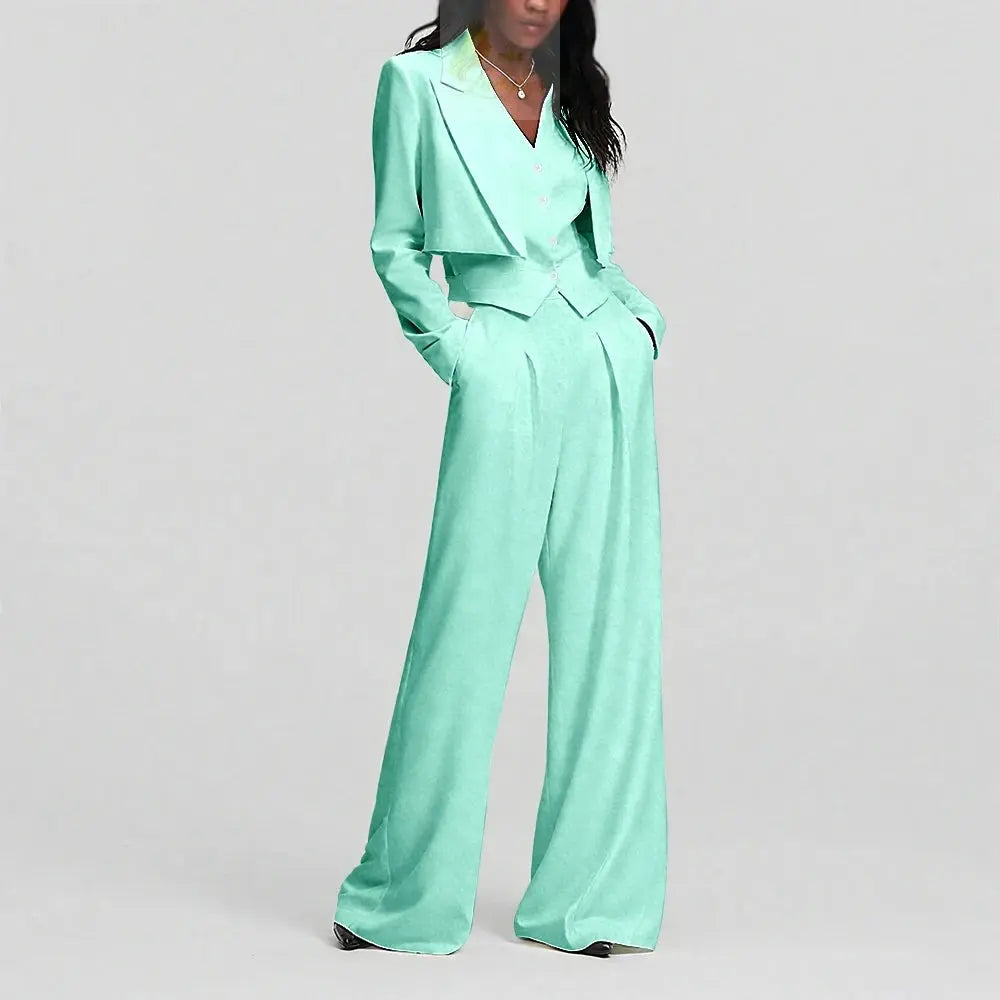 Elegant Single Button Women Pants Set New Female Three Pieces(Blazer+Trousers+Vest) LADYLYS