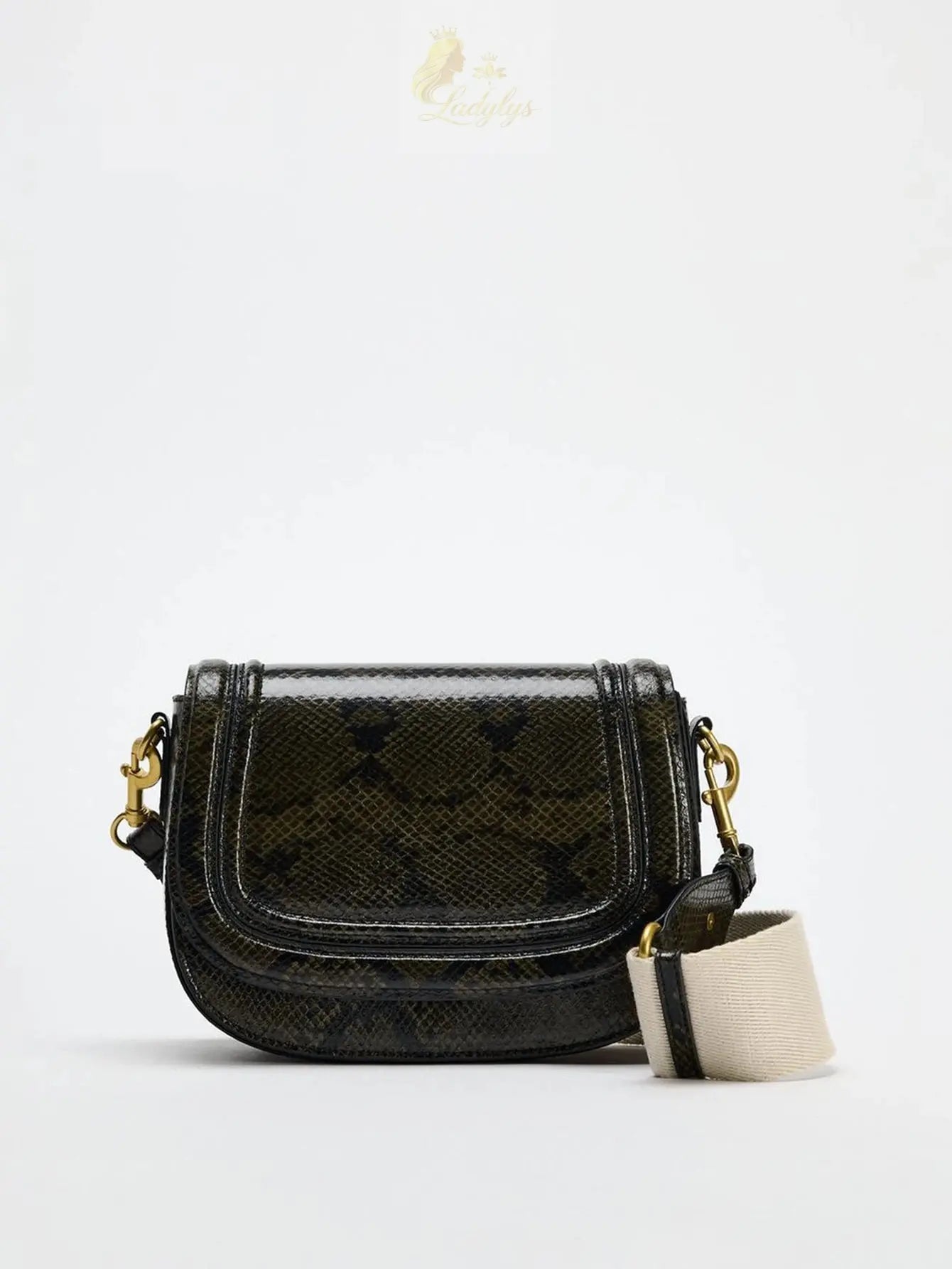 Magnetic buckle flip cover and decorative snake print crossbody bag LADYLYS
