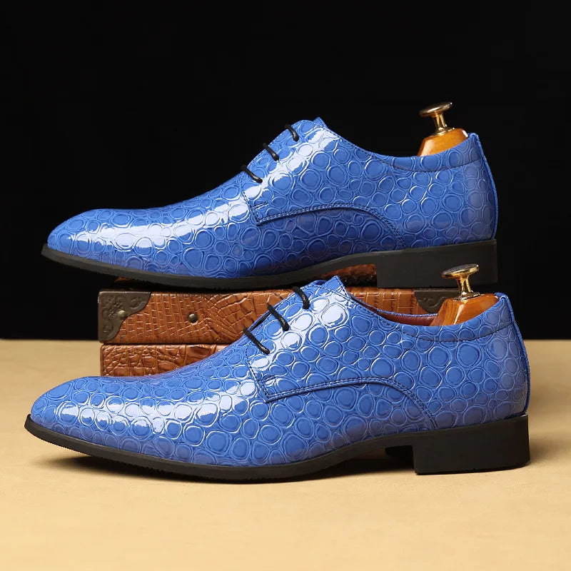 Chaussures habillées en cuir à paillettes classiques pour hommes, de luxe de créateur, grande taille 48