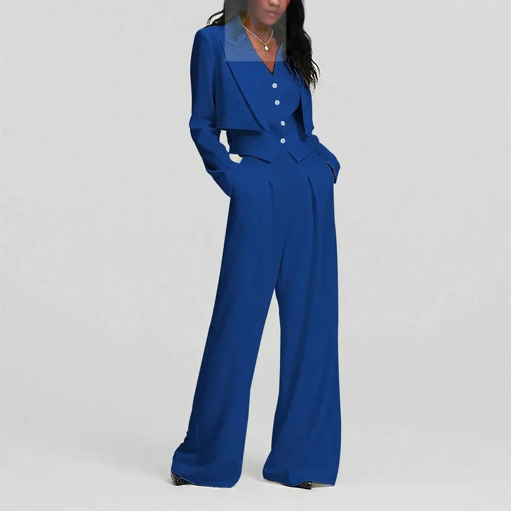Elegant Single Button Women Pants Set New Female Three Pieces(Blazer+Trousers+Vest) LADYLYS