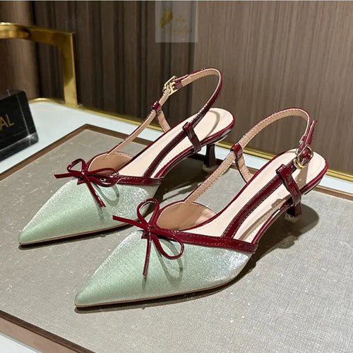 Baotou Sandals Womens Color Blocked Slim Heeled High-heeled LADYLYS