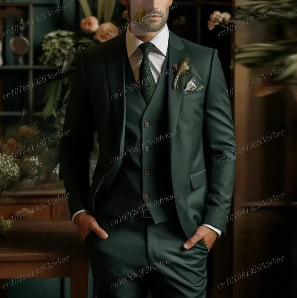 Business Male Tuxedos 3 Piece Set Jacket Vest Pants LADYLYS