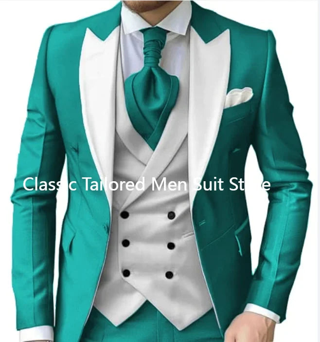 Elegant Wedding 3 Piece Jacket Pants Vest Full Set Luxury LADYLYS