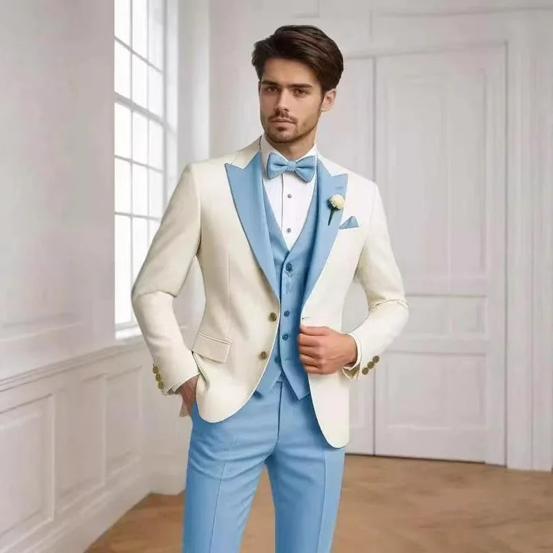 Tailored 3 Piece Suit Men - Groomsmen Wedding Suit