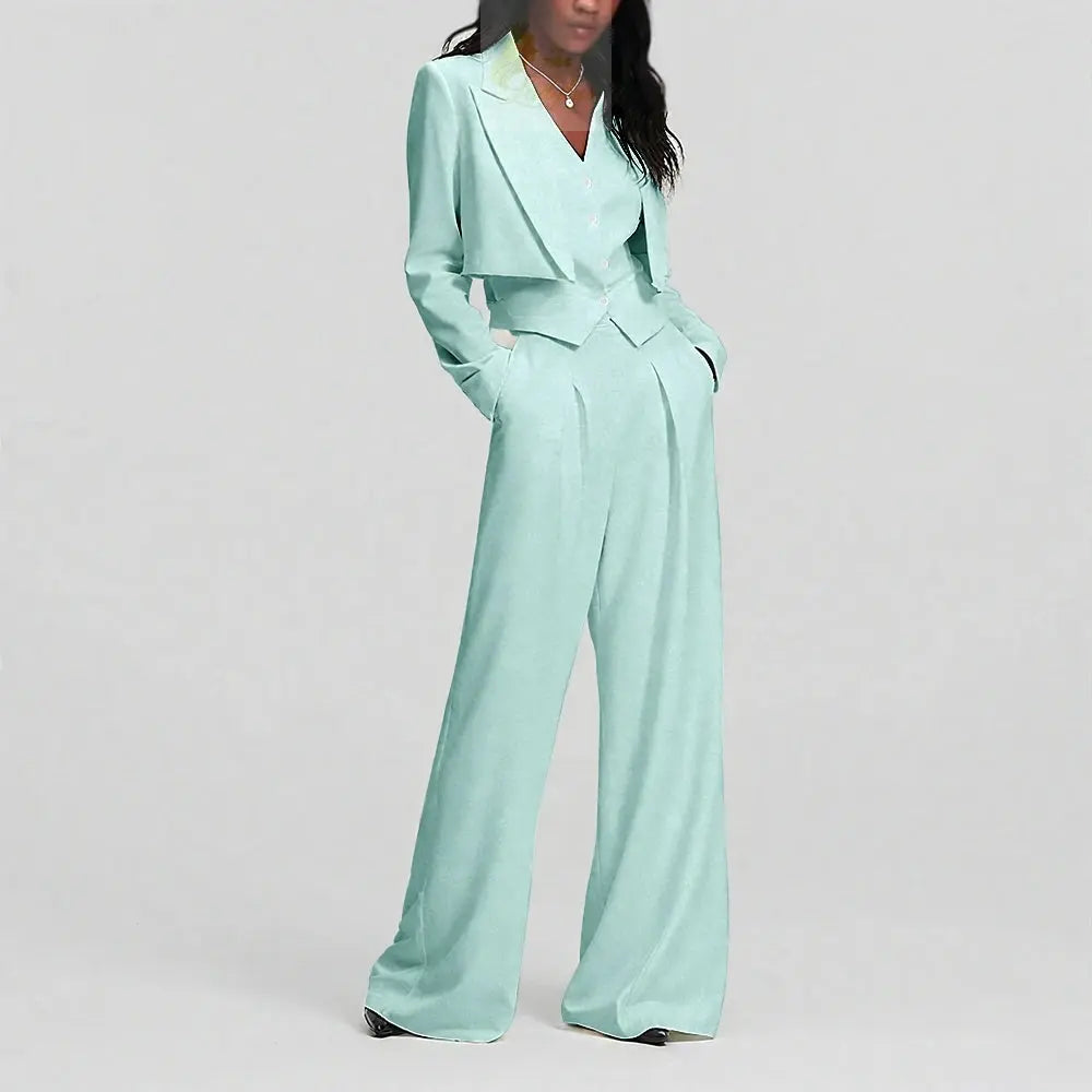 Elegant Single Button Women Pants Set New Female Three Pieces(Blazer+Trousers+Vest) LADYLYS