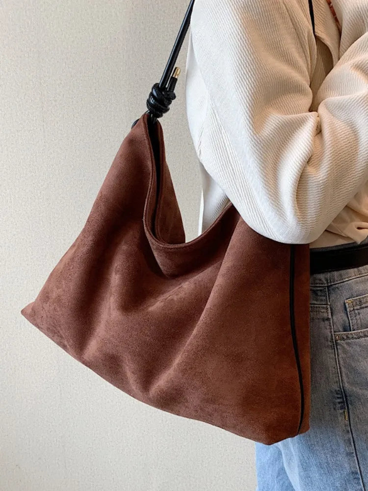 Sac à main vintage en cuir pour femme, grande capacité, nouveau design d'hiver en faux daim