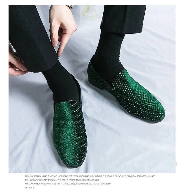 Velvet Men Loafers Luxury Brand Shoes Slip on Pointed Toe LADYLYS