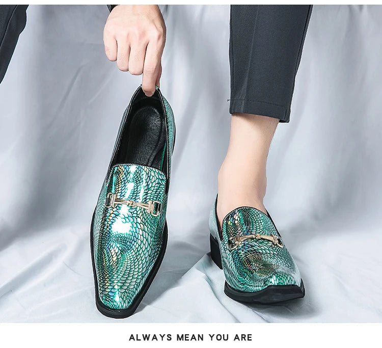 Luxury silvery Men's Patent Leather Shoes Designer High Quality LADYLYS