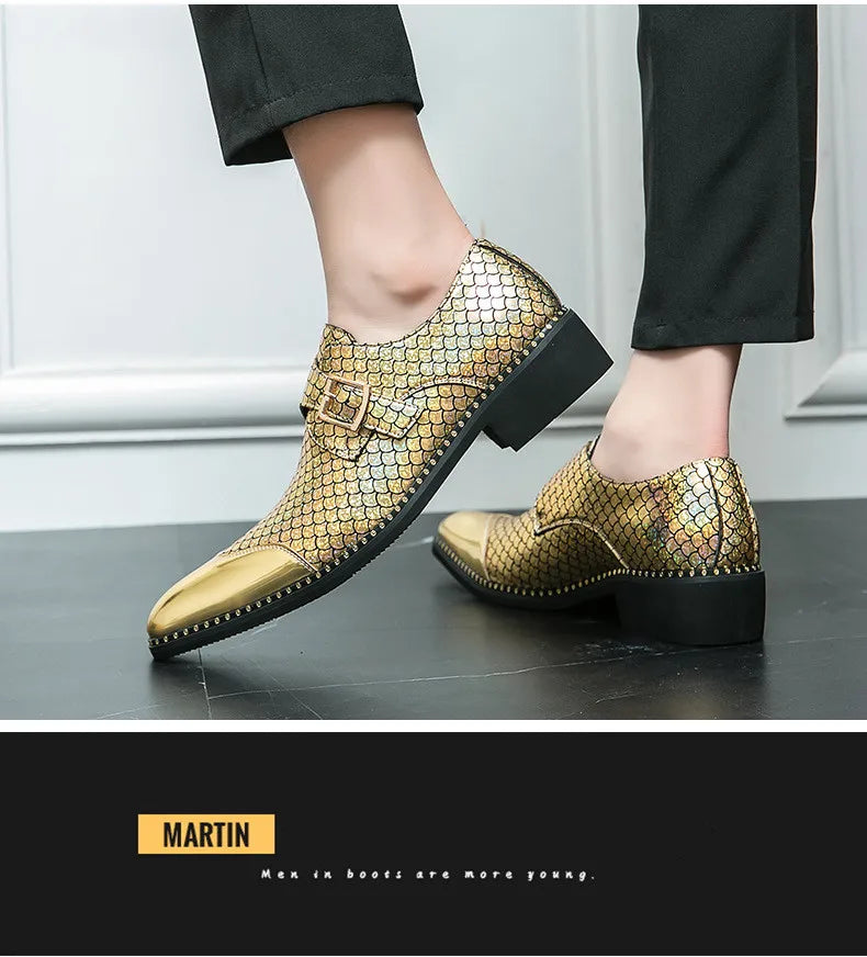 Glitter Men Formal Shoes Moccasins Italian Leather Luxury Fashion LADYLYS