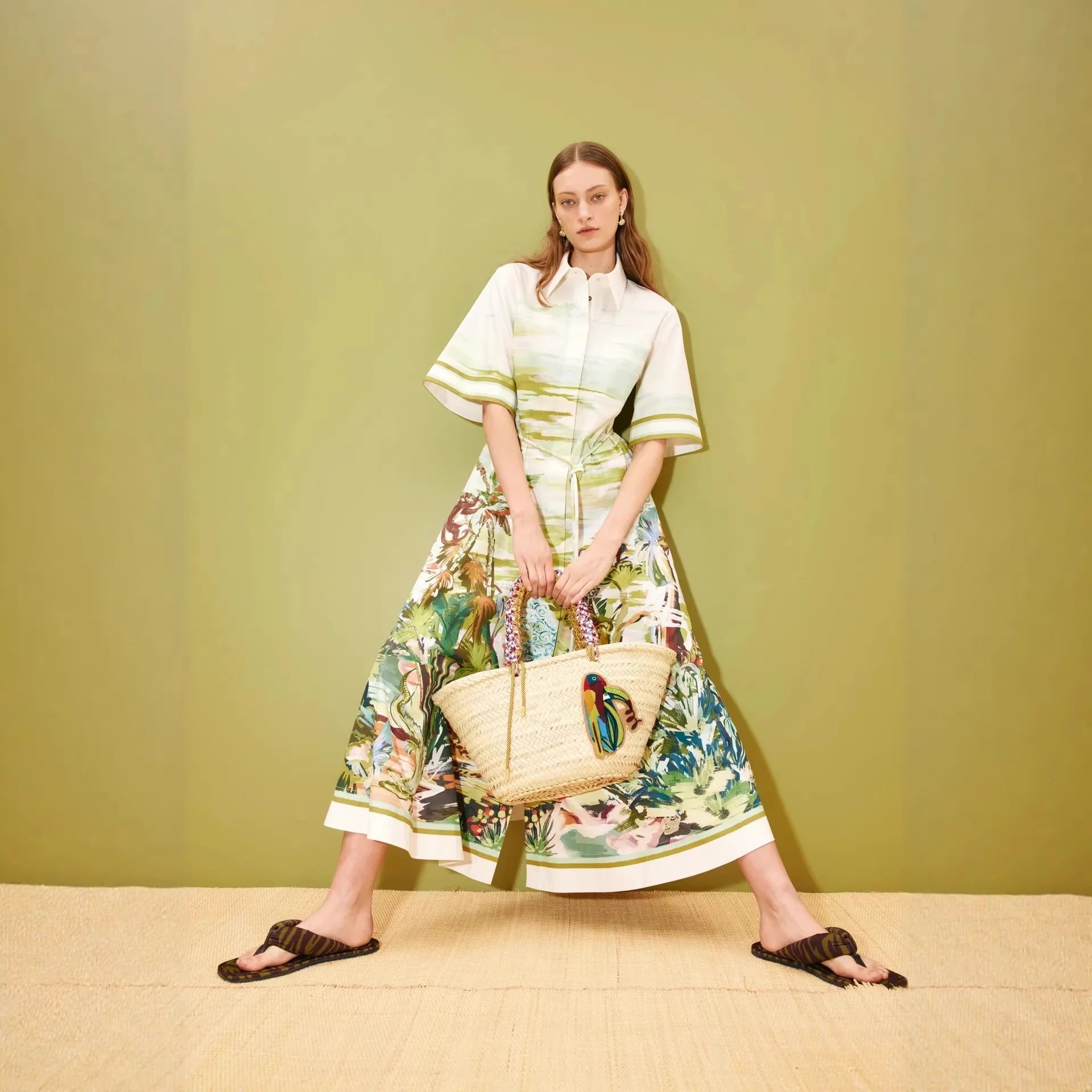 New Casual Fashion Linen Shirt Collar Cardigan Long Dress LADYLYS