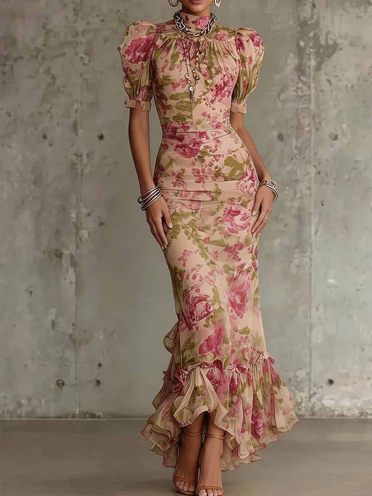 Maxi Dresses Elegant Fashion Sexy Bodycon Floral Long LADYLYS