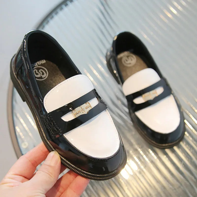 Chaussures en cuir style anglais pour garçons, tendance pour enfants, à semelle souple en cuir PU