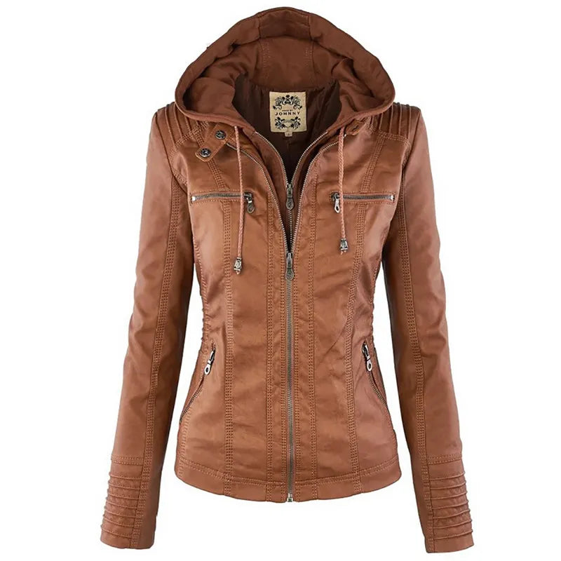 Veste d'hiver en Faux cuir pour femme, manteaux de base décontractés, imperméables