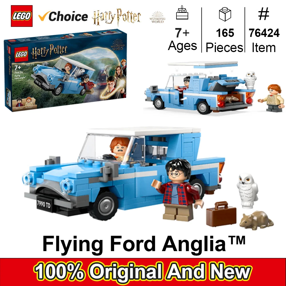 LEGO 76424 Harry Potter Flying Ford Anglia, jouet de voiture à construire avec 2 figurines Harry Potter Car