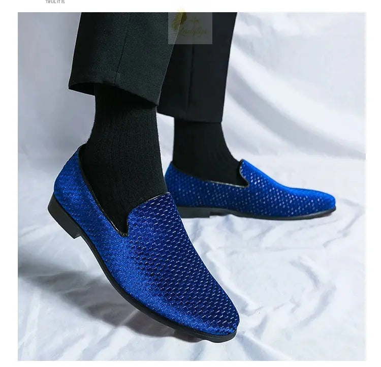 Velvet Men Loafers Luxury Brand Shoes Slip on Pointed Toe LADYLYS
