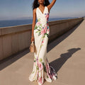 Spring Floral Print High Waist Mermaid Maxi Dress LADYLYS