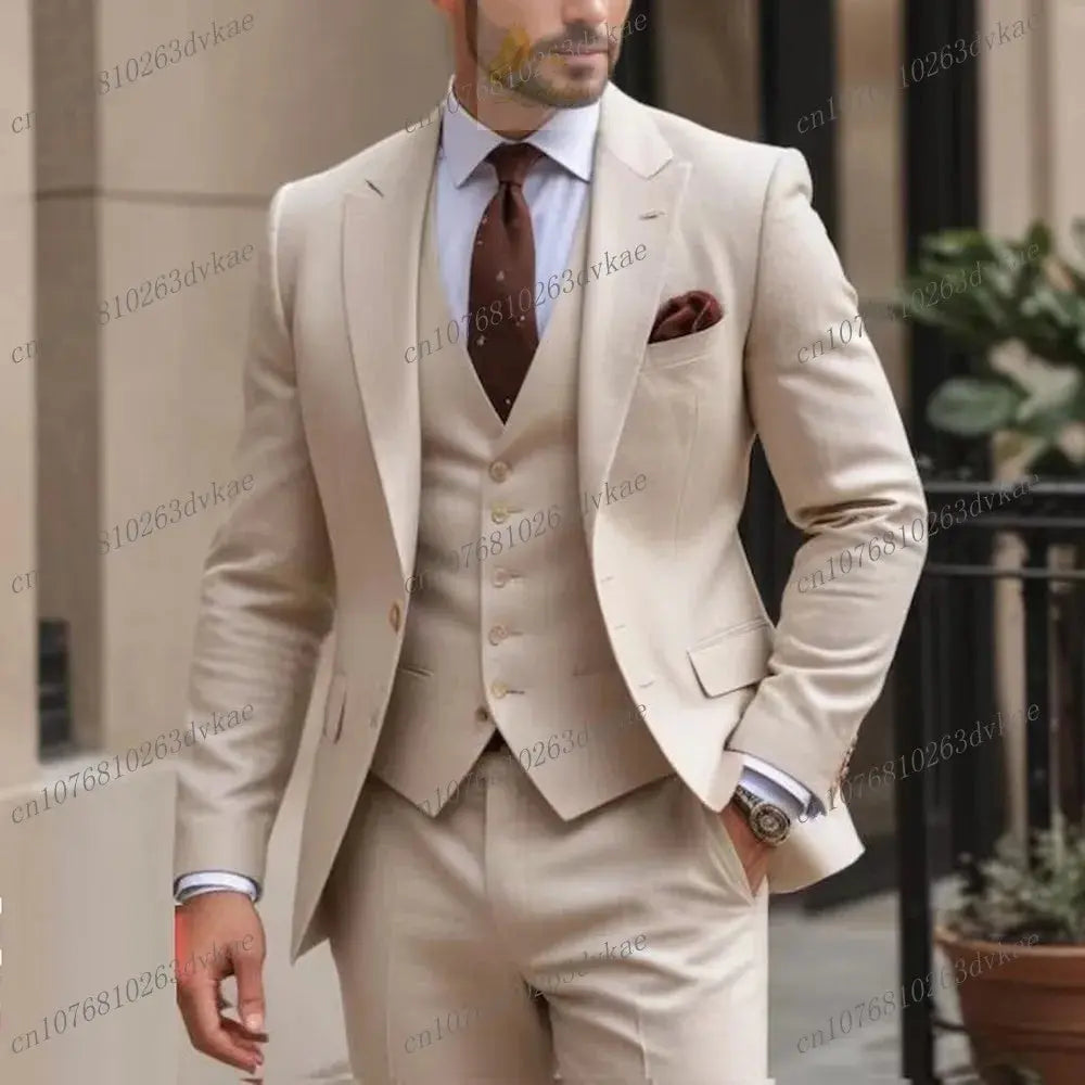 Business Male Tuxedos 3 Piece Set Jacket Vest Pants LADYLYS