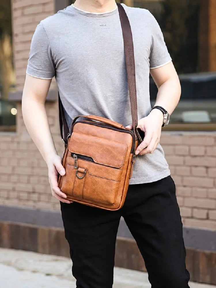 Single-shoulder crossbody bag hand-held vertical large-capacity leather bag breathable and wear-resistant LADYLYS