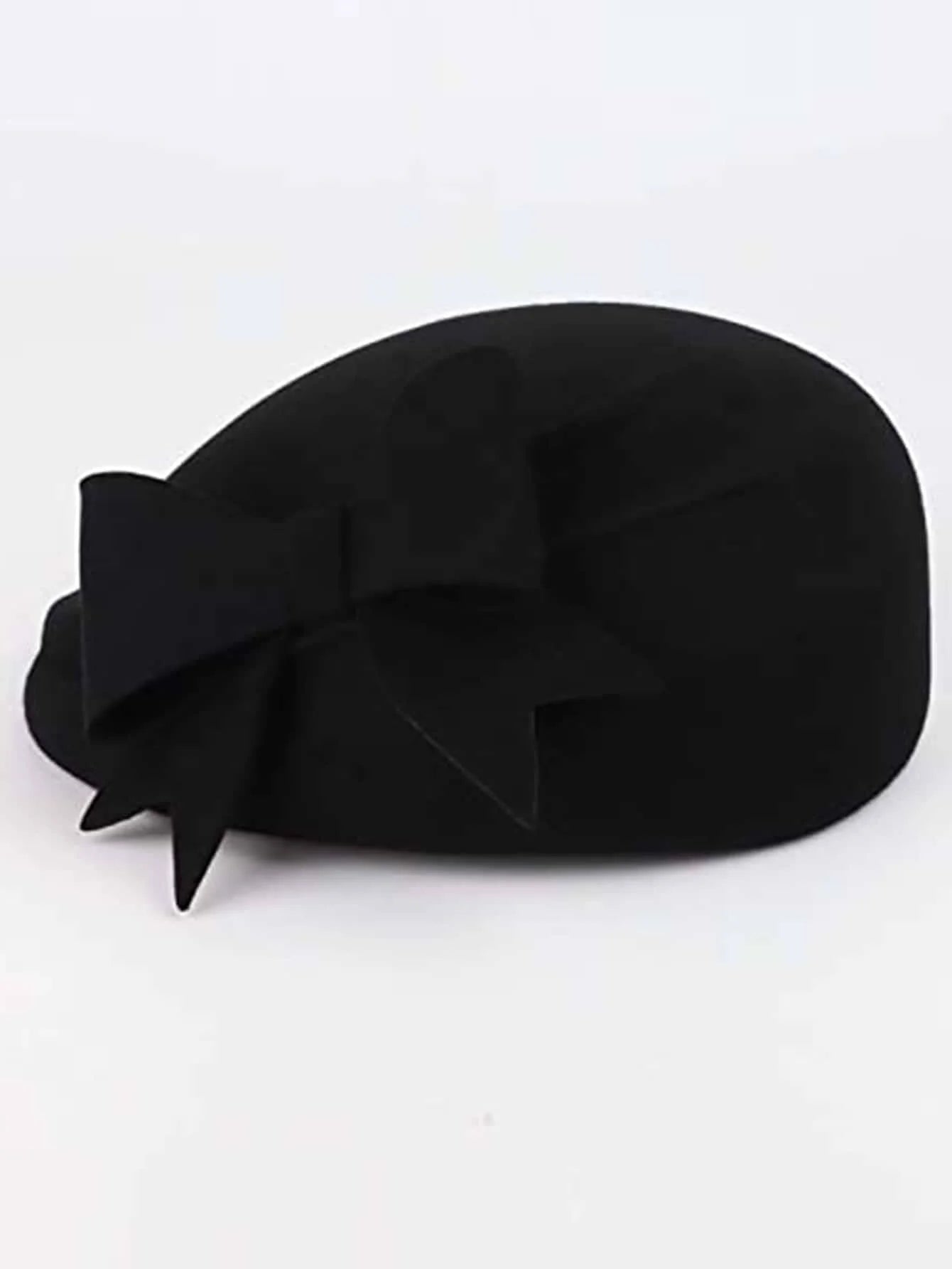 Béret élégant pour femme, chapeau d'église en feutre de laine, chapeau Fedora, casquette à nœud