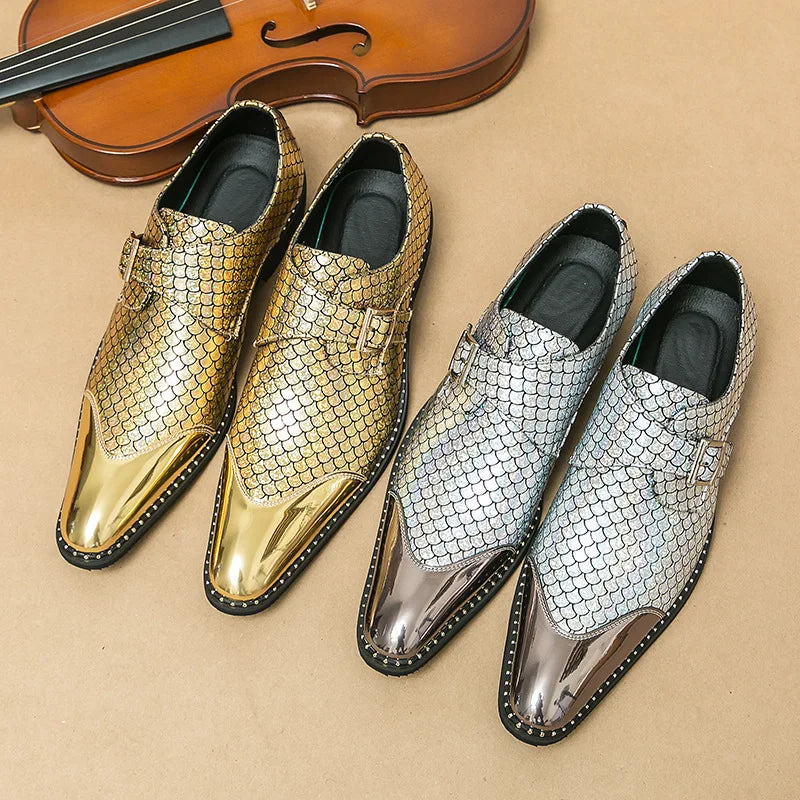 Glitter Men Formal Shoes Moccasins Italian Leather Luxury Fashion LADYLYS