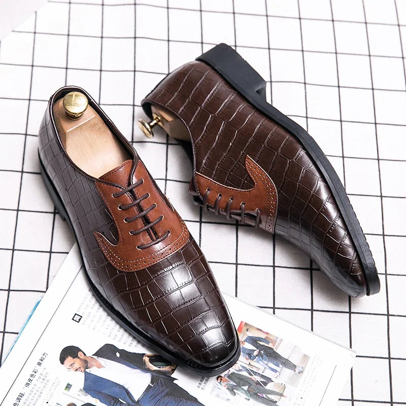 Oxford chaussures hommes chaussures PU couleur-blocage classique affaires décontracté