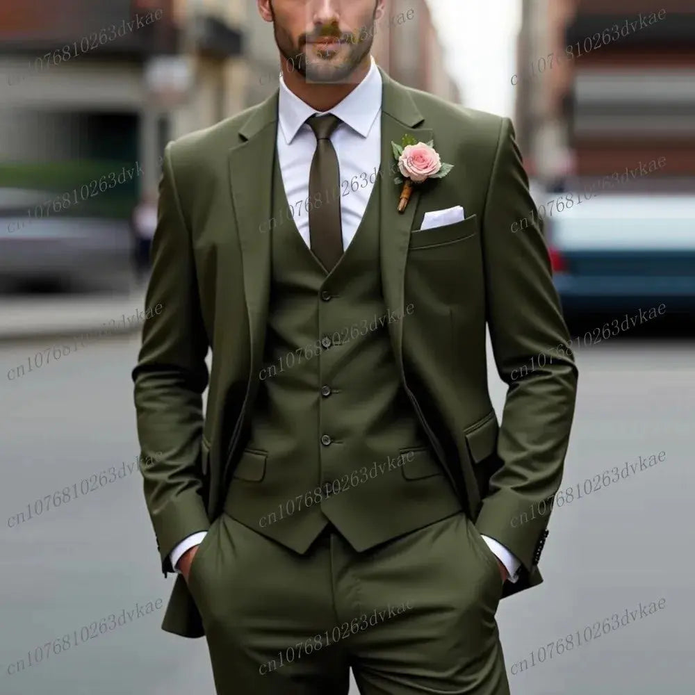 Business Male Tuxedos 3 Piece Set Jacket Vest Pants LADYLYS