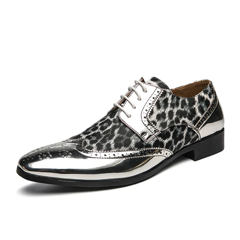 Chic Derby en Cuir Hommes Chaussures De Luxe Brogue à Lacets Bout Pointu