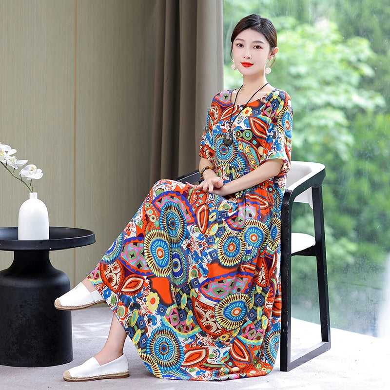 Summer Dresses Cotton Vintage Casual Print LADYLYS