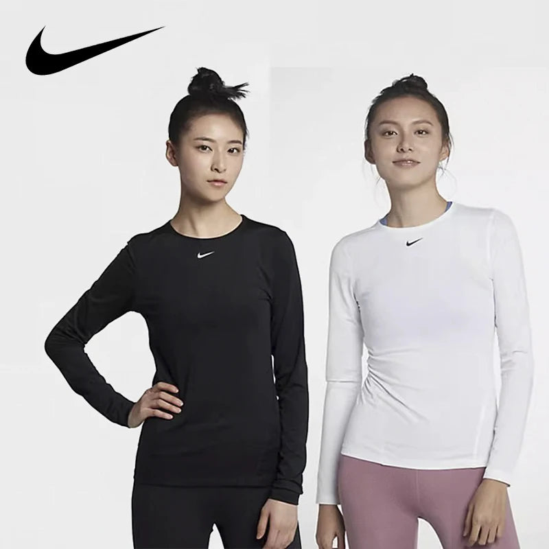 Original Nike femmes col rond manches longues Yoga course respirant sport entraînement haute élasticité séchage rapide