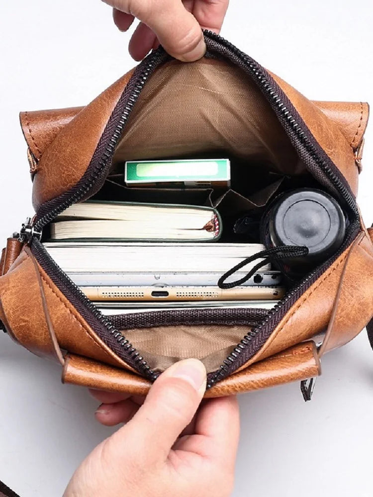 Single-shoulder crossbody bag hand-held vertical large-capacity leather bag breathable and wear-resistant LADYLYS