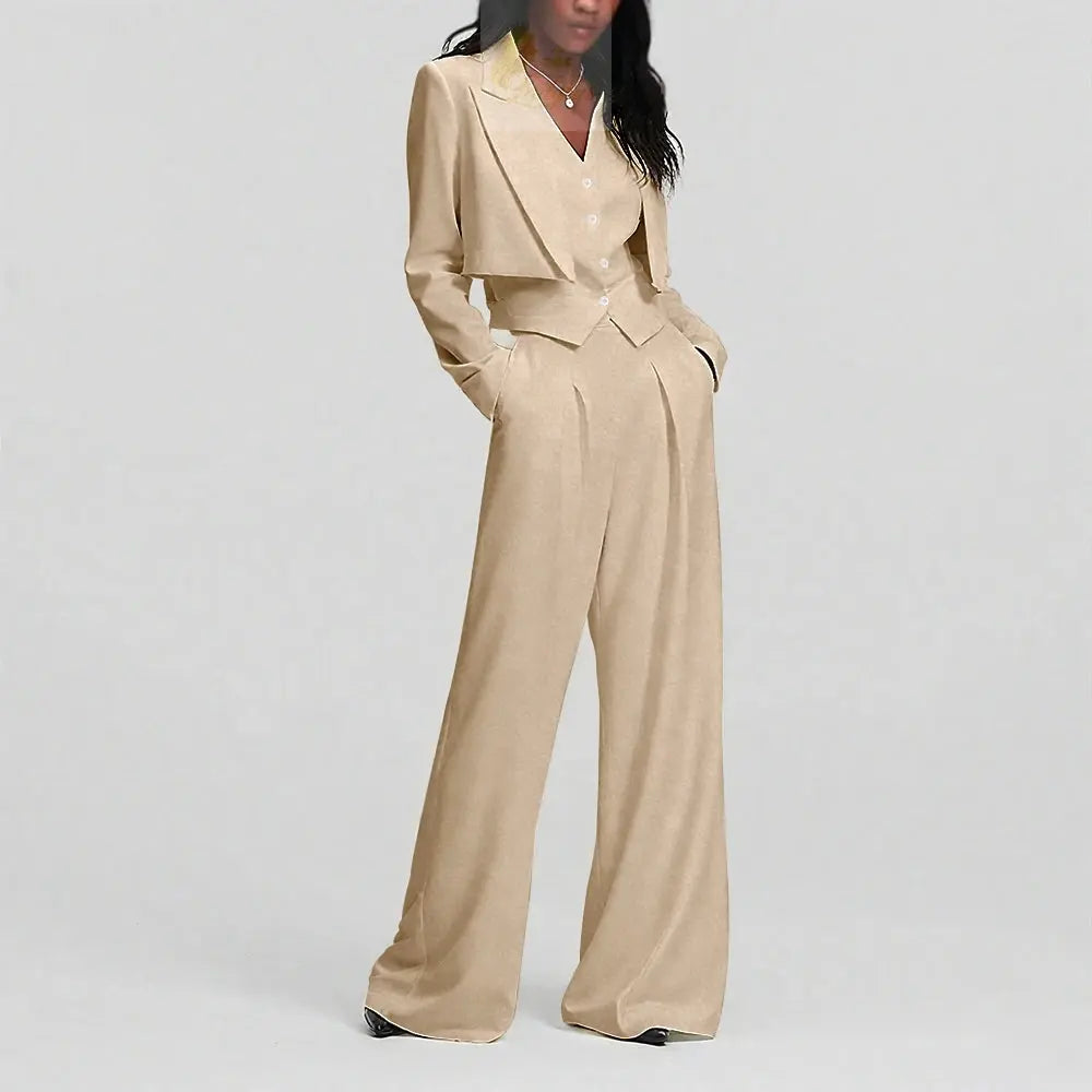 Elegant Single Button Women Pants Set New Female Three Pieces(Blazer+Trousers+Vest) LADYLYS