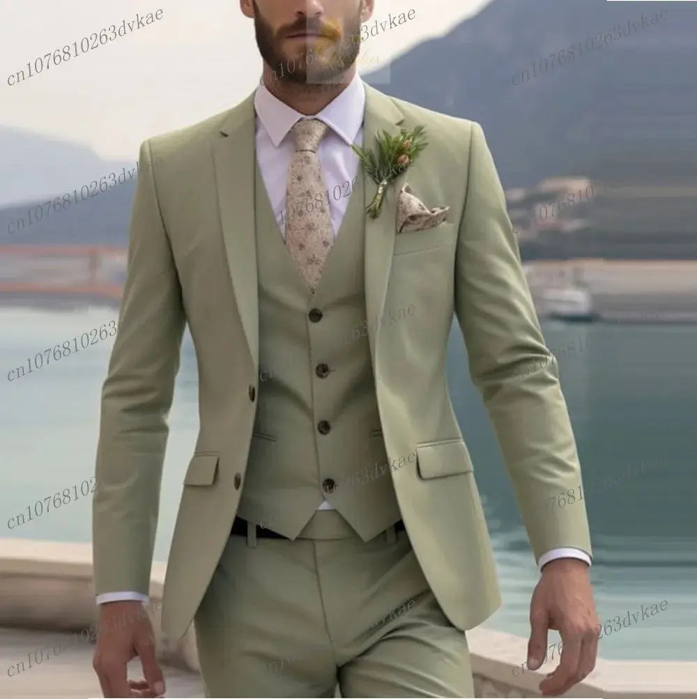 Business Male Tuxedos 3 Piece Set Jacket Vest Pants LADYLYS