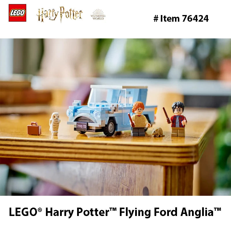 LEGO 76424 Harry Potter Flying Ford Anglia, jouet de voiture à construire avec 2 figurines Harry Potter Car