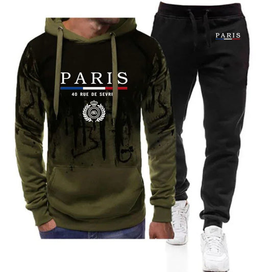 Ensemble décontracté à dégradé de couleurs, sweat à capuche + pantalon de jogging tendance en coton