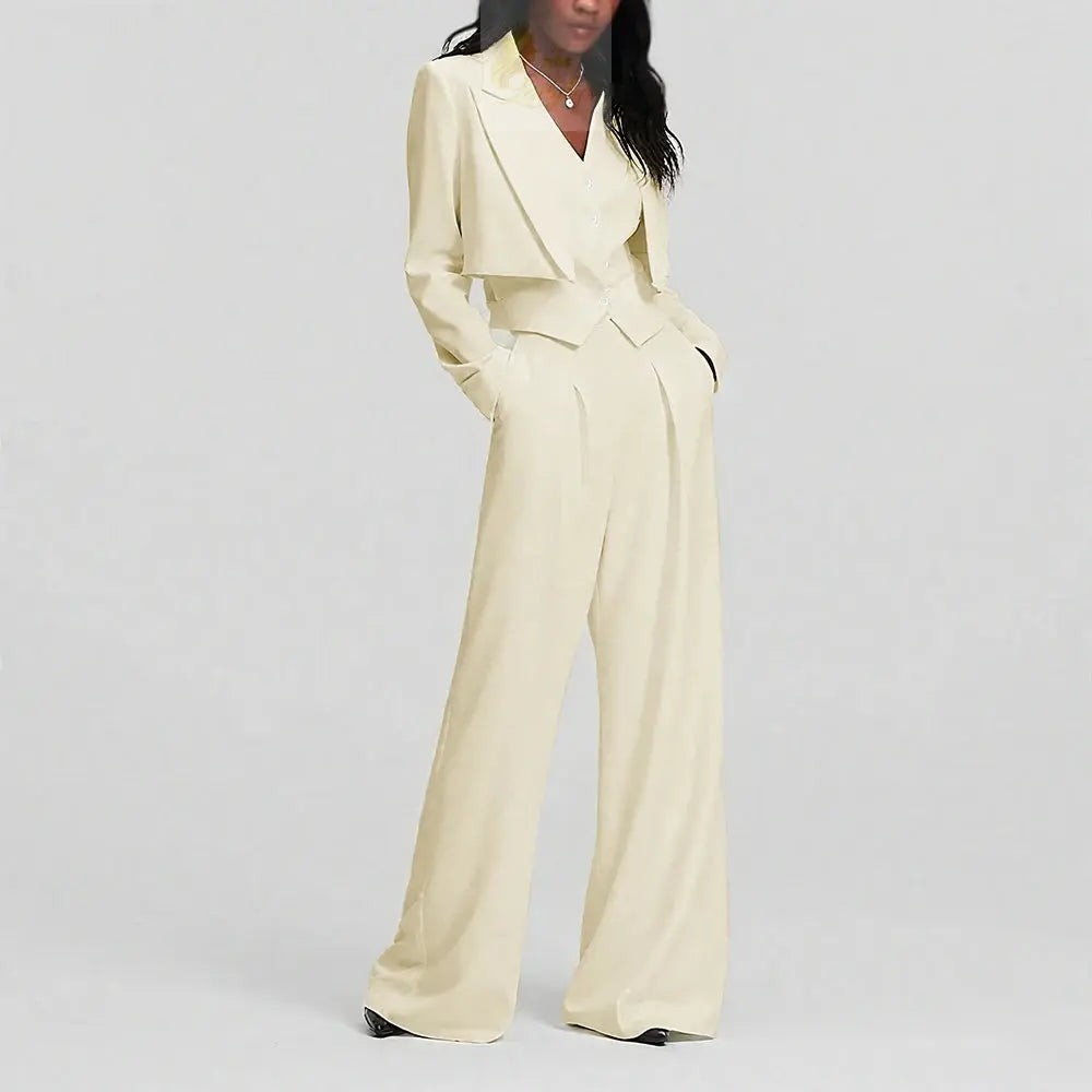 Elegant Single Button Women Pants Set New Female Three Pieces(Blazer+Trousers+Vest) LADYLYS