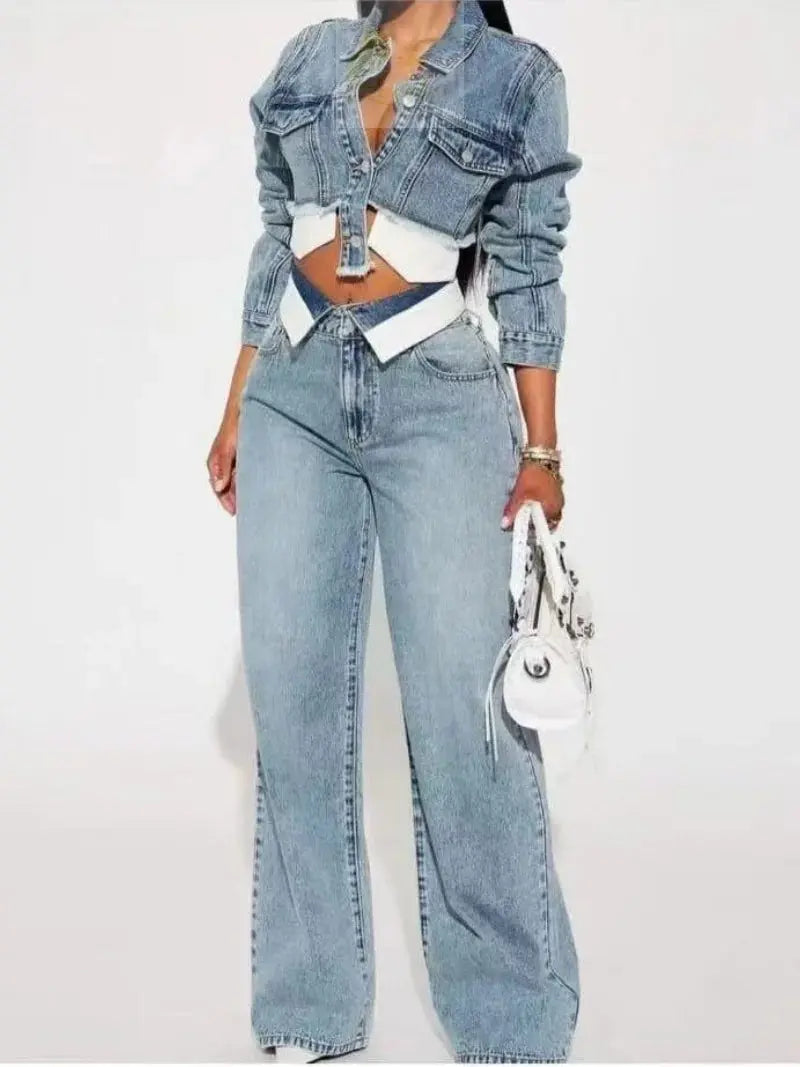 Streetwear Denim 2 Piece Sets Long Sleeve Jean LADYLYS