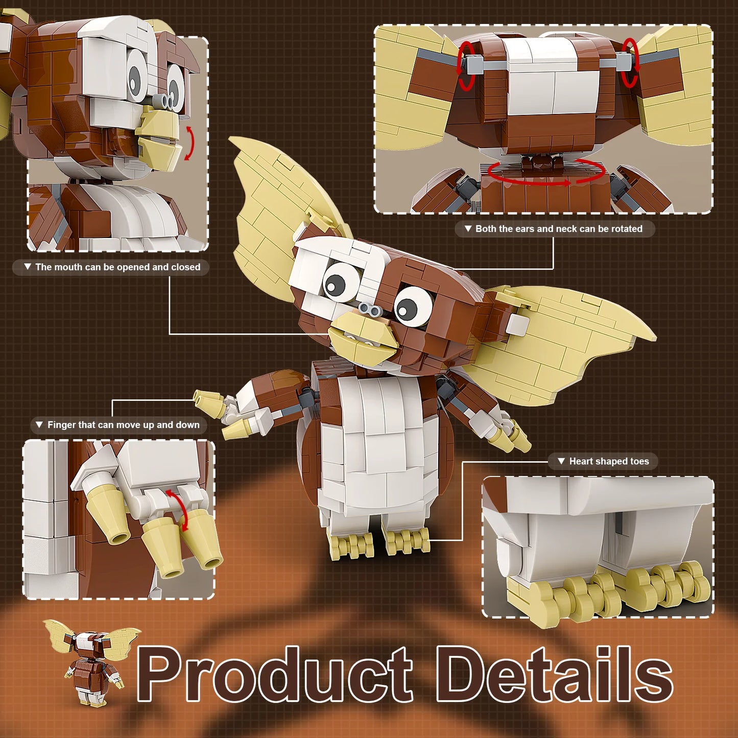 Personnage de jeu MOC Gremlins Gizmo Figurine d'action Elfes Blocs de construction Comédie Film d'horreur Brickheadz