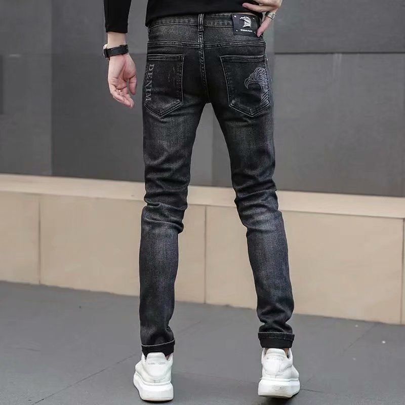 Jeans automne lavé vêtements de créateur petit ami noir Vintage Cargo mince Stretch