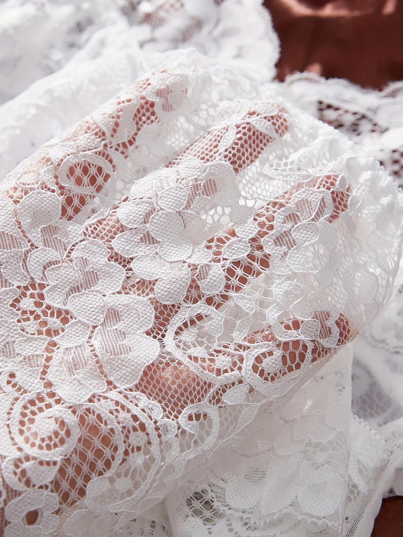 Sexy Contrast Lace and Mesh Ruffle Babydoll Sexy V-neck Open Bra Sleep Skirt Nighties LADYLYS
