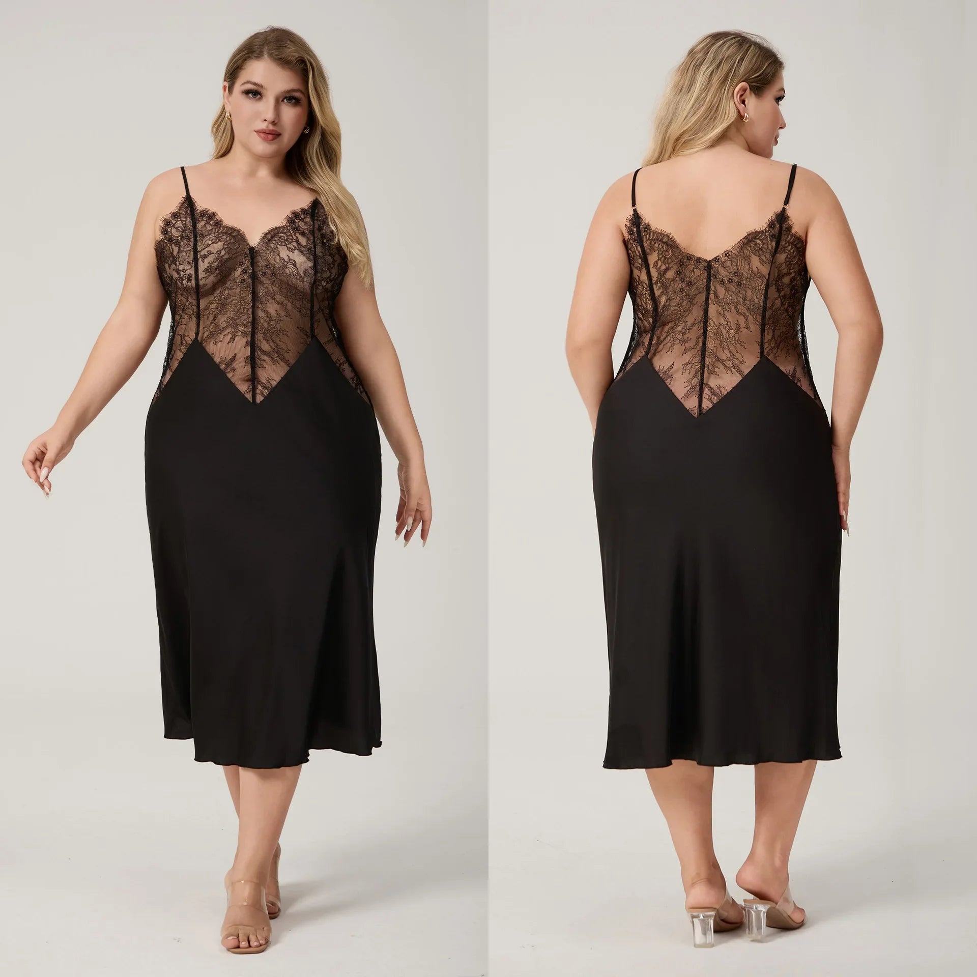 Oversize 3XL 4XL 5XL Female Long Nightgown Sleepwear Sexy LADYLYS