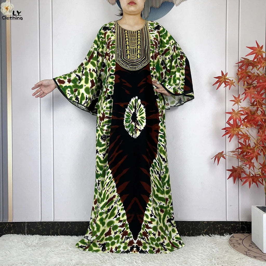 Summer Dress Bat Sleeve Casual Fashion Embroidered Round Neck LADYLYS