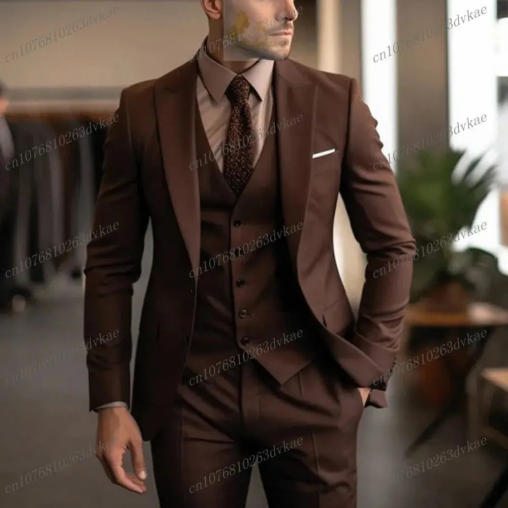 Business Male Tuxedos 3 Piece Set Jacket Vest Pants LADYLYS