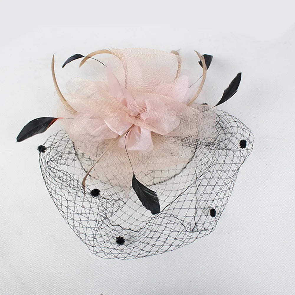 Chapeau fascinateur de fleur de voile de plume de mariée Kentucky Derby